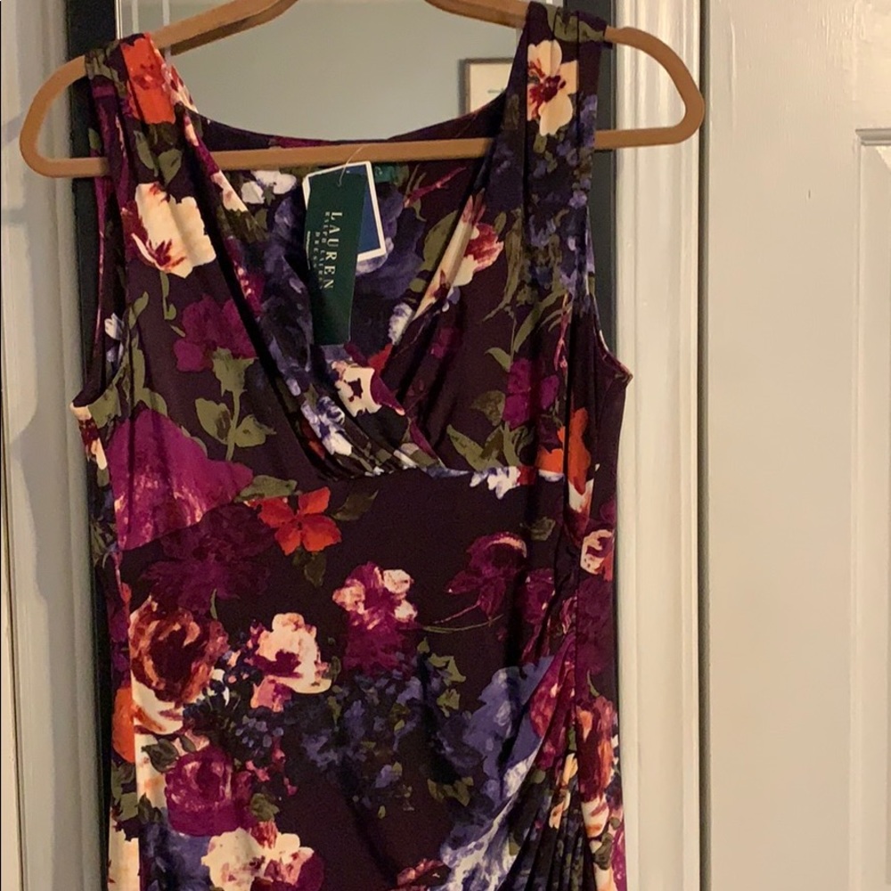 Floral dress with roushing on side